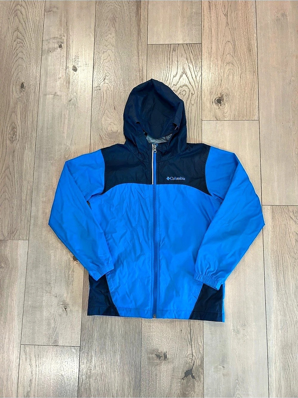 Columbia Glennaker Lake Rain Jacket Youth Blue & Navy Windbreaker - youth mediu